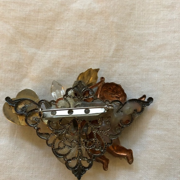 Vintage handmade brooch.cherubs pearls 80’s - Picture 2 of 3